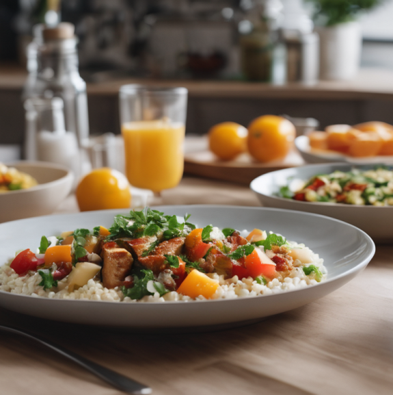Image de sauté de légumes et carrés de boeuf